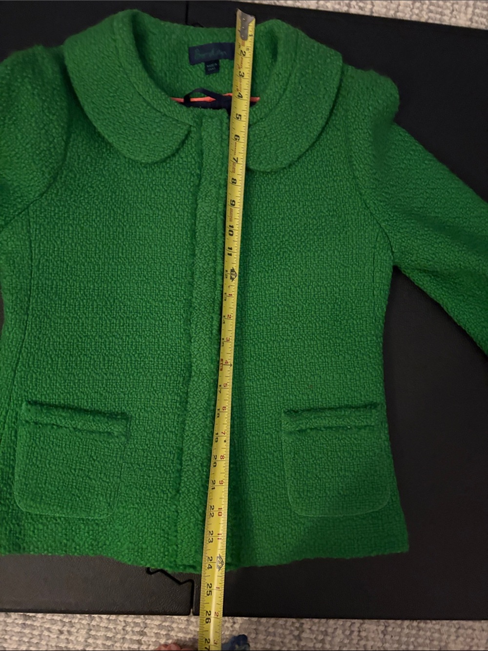 Women's Bright Green Textured Bouclé Jacket - Picture 8 of 8
